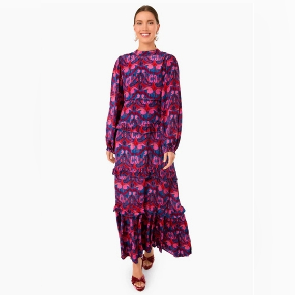 Oliphant Dresses & Skirts - NWT Oliphant Exclusive Blue Kazak Mock Neck Maxi Dress Size Medium